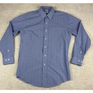 Brooks Brothers 1818 REGENT FIT Shirt Men Sz 15 2/3 MED Blue Button Up Preppy